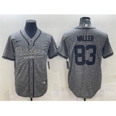 Men's Las Vegas Raiders #83 Darren Waller Gray With Patch Cool Base Stitched Baseball Jersey