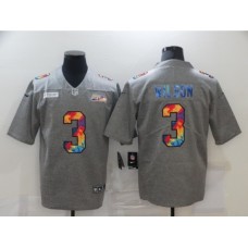 Men's Seattle Seahawks #3 Russell Wilson Gray Rainbow Version Nike Limited Stitched Jersey