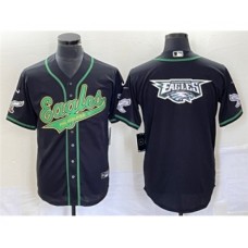 Men's Nike Philadelphia Eagles Black Team Big Logo Cool Base Stitched Baseball Jersey