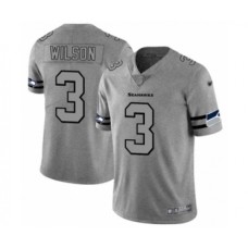 Men's Seattle Seahawks #3 Russell Wilson Limited Gray Team Logo Gridiron Football Stitched Jersey