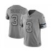 Men's Seattle Seahawks #3 Russell Wilson Limited Gray Team Logo Gridiron Football Stitched Jersey