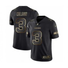 Men's Seattle Seahawks #3 Russell Wilson Black Golden Edition 2019 Vapor Untouchable Limited Jersey