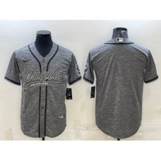 Men's Philadelphia Eagles Blank Grey With Patch Cool Base Stitched Baseball Jersey