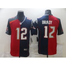 Men's Tampa Bay Buccaneers #12 Tom Brady Blue Red Limited Split Fashion Football Stitched Jersey