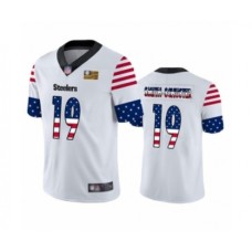 Men's Pittsburgh Steelers #19 JuJu Smith-Schuster White Independence Day Limited Player Football Stitched Jersey