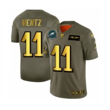 Men's Philadelphia Eagles #11 Carson Wentz Limited Olive Gold 2019 Salute to Service Football Stitched Jersey