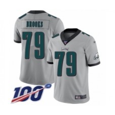 Men's Philadelphia Eagles #79 Brandon Brooks Limited Silver Inverted Legend 100th Season Football Jersey