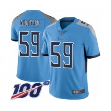 Men's Tennessee Titans #59 Wesley Woodyard Light Blue Alternate Vapor Untouchable Limited Player 100th Season Football Jersey