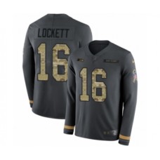 Men's Nike Seattle Seahawks #16 Tyler Lockett Limited Navy Blue Therma Long Sleeve NFL Jersey