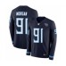 Men's Nike Tennessee Titans #91 Derrick Morgan Limited Navy Blue Therma Long Sleeve NFL Jersey