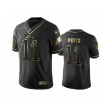 Men's Philadelphia Eagles #11 Carson Wentz Limited Black Golden Edition Football Stitched Jersey