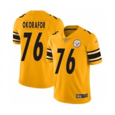 Men's Pittsburgh Steelers #76 Chukwuma Okorafor Limited Gold Inverted Legend Football Jersey