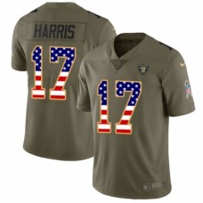 Men's Nike Oakland Raiders #17 Dwayne Harris Limited Olive/USA Flag 2017 Salute to Service NFL Jersey