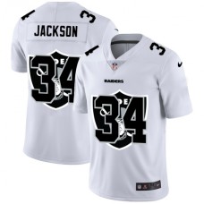 Men's Oakland Raiders #34 Bo Jackson White Nike White Shadow Edition Limited Stitched Jersey