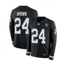 Men's Nike Oakland Raiders #24 Willie Brown Limited Black Therma Long Sleeve NFL Jersey