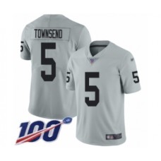 Men's Oakland Raiders #5 Johnny Townsend Limited Silver Inverted Legend 100th Season Football Jersey