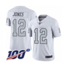 Men's Oakland Raiders #12 Zay Jones Limited White Rush Vapor Untouchable 100th Season Football Stitched Jersey