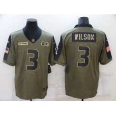 Men's Seattle Seahawks #3 Russell Wilson Nike Olive 2021 Salute To Service Limited Player Stitched Jersey