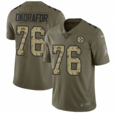 Men's Nike Pittsburgh Steelers #76 Chukwuma Okorafor Limited Olive/Camo 2017 Salute to Service NFL Jersey