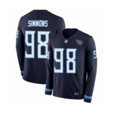 Men's Tennessee Titans #98 Jeffery Simmons Limited Navy Blue Therma Long Sleeve Football Jersey