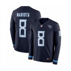 Men's Nike Tennessee Titans #8 Marcus Mariota Limited Navy Blue Therma Long Sleeve NFL Jersey