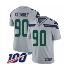 Men's Seattle Seahawks #90 Jadeveon Clowney Grey Alternate Vapor Untouchable Limited Player 100th Season Football Stitched Jersey