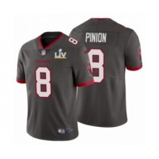 Men's Tampa Bay Buccaneers #8 Bradley Pinion Pewter 2021 Super Bowl LV Stitched Jersey