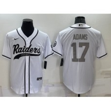 Men's Las Vegas Raiders #17 Davante Adams White Grey Stitched MLB Cool Base Nike Baseball Jersey