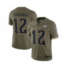 Men's Philadelphia Eagles #12 Randall Cunningham 2022 Olive Salute To Service Limited Stitched Jersey