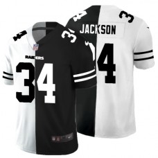 Men's Oakland Raiders #34 Bo Jackson Black White Limited Split Fashion Football Stitched Jersey