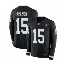 Men's Oakland Raiders #15 J. Nelson Limited Black Therma Long Sleeve Football Jersey