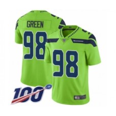 Men's Seattle Seahawks #98 Rasheem Green Limited Green Rush Vapor Untouchable 100th Season Football Stitched Jersey