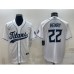 Men's Tennessee Titans #22 Derrick Henry White With Patch Cool Base Stitched Baseball Jersey