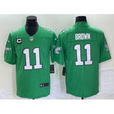 Men's Nike Philadelphia Eagles #11 AJ Brown Green C 2023 Vapor Limited Throwback Stitched Jersey