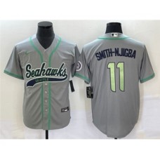 Men's Seattle Seahawks #11 Jaxon Smith-Njigba Gray Cool Base Stitched Baseball Jersey