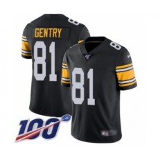 Men's Pittsburgh Steelers #81 Zach Gentry Black Alternate Vapor Untouchable Limited Player 100th Season Football Stitched Jersey