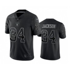 Men's Las Vegas Raiders #34 Bo Jackson Black Reflective Limited Stitched Football Jersey