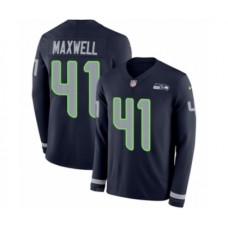 Men's Nike Seattle Seahawks #41 Byron Maxwell Limited Navy Blue Therma Long Sleeve NFL Jersey