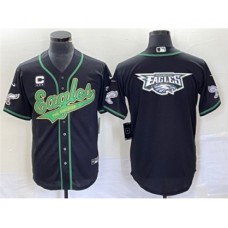 Men's Nike Philadelphia Eagles Black Team Big Logo With C Cool Base Stitched Baseball Jersey