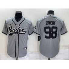 Men's Las Vegas Raiders #98 Maxx Crosby Grey Stitched MLB Cool Base Nike Baseball Jersey