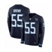 Men's Nike Tennessee Titans #55 Jayon Brown Limited Navy Blue Therma Long Sleeve NFL Jersey