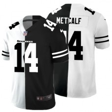 Men's Seattle Seahawks #14 D.K. Metcalf Black White Limited Split Fashion Football Stitched Jersey