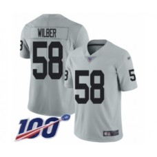 Men's Oakland Raiders #58 Kyle Wilber Limited Silver Inverted Legend 100th Season Football Jersey