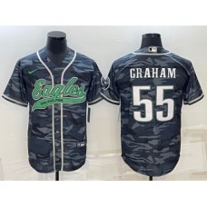 Men's Philadelphia Eagles #55 Brandon Graham Gray Camo With Cool Base Stitched Baseball Jersey