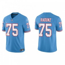 Men's Nike Tennessee Titans #75 Dillon Radunz Light Blue 2023 F.U.S.E. Vapor Limited Throwback Stitched Football Jersey