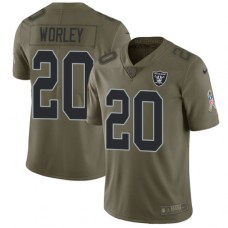 Men's Nike Oakland Raiders #20 Daryl Worley Limited Olive 2017 Salute to Service NFL Jersey