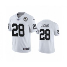 Men's Oakland Raiders #28 Josh Jacobs White 60th Anniversary Vapor Untouchable Limited Player 100th Season Football Jersey