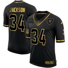 Men's Oakland Raiders #34 Bo Jackson Olive Gold Nike 2020 Salute To Service Limited Stitched Jersey