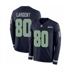 Men's Nike Seattle Seahawks #80 Steve Largent Limited Navy Blue Therma Long Sleeve NFL Jersey