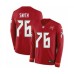 Men's Nike Tampa Bay Buccaneers #76 Donovan Smith Limited Red Therma Long Sleeve NFL Jersey